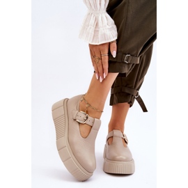 Lemar Modische Lederschuhe auf einem massiven Plateau beige Colson 1