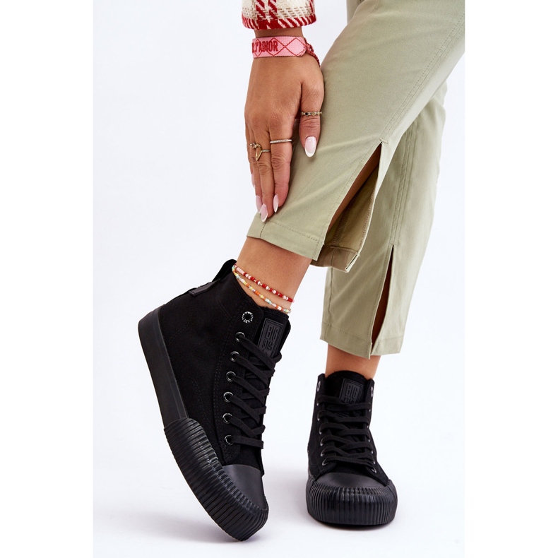 Damen Big Star Fabric High Top Sneakers LL274444 Schwarz 1