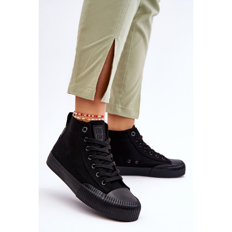 Damen Big Star Fabric High Top Sneakers LL274444 Schwarz 2
