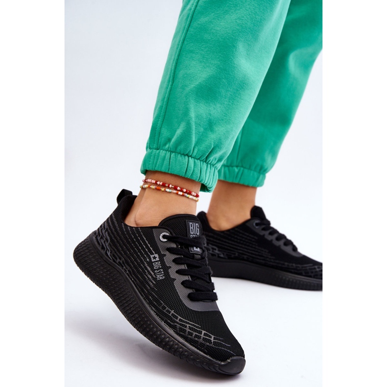 Damen Mesh Sportschuhe Memory Foam System Big Star LL274662 Schwarz 2