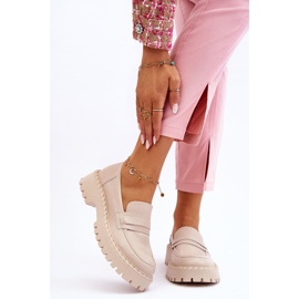 Damen Loafer Lederschuhe Big Star LL274457 Beige 1