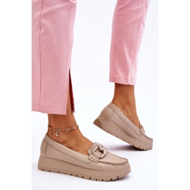 Lemar Plateau-Loafer aus Leder mit Desmond-Verzierungen in Beige 2