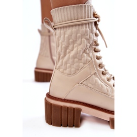 PE1 Hohe Damenstiefel mit Reißverschluss Beige Enroe 4