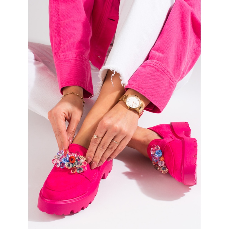 Vinceza rosa Damenschuhe mit Kristallen 1