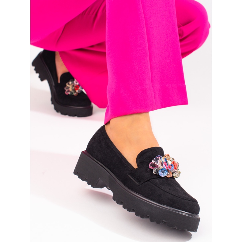 Vinceza Damenschuhe schwarz mit Kristallen 1