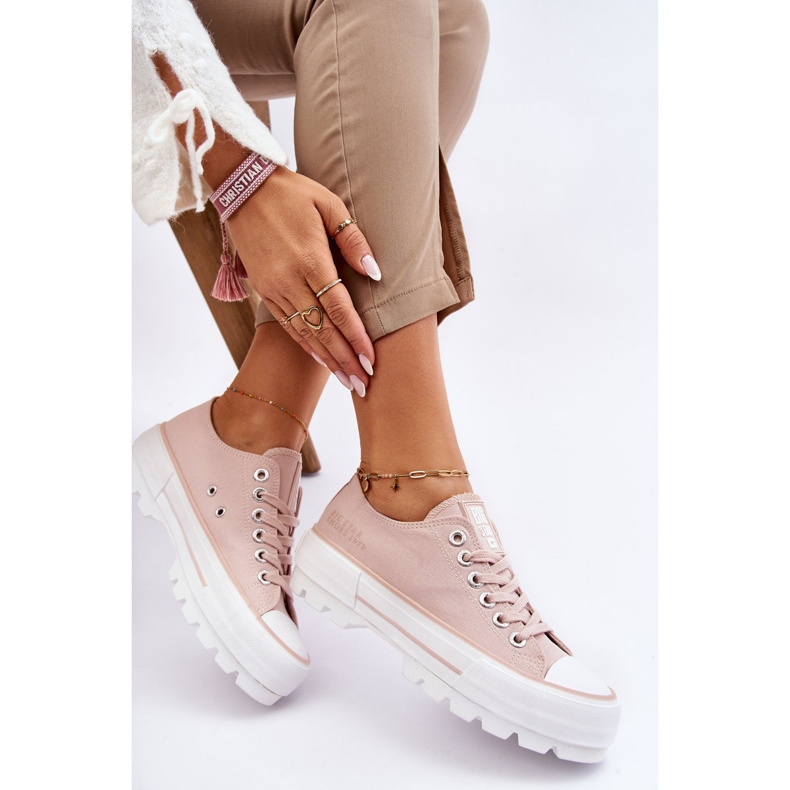 Plateau-Sneaker aus Stoff Big Star LL274151 Nude rosa 1