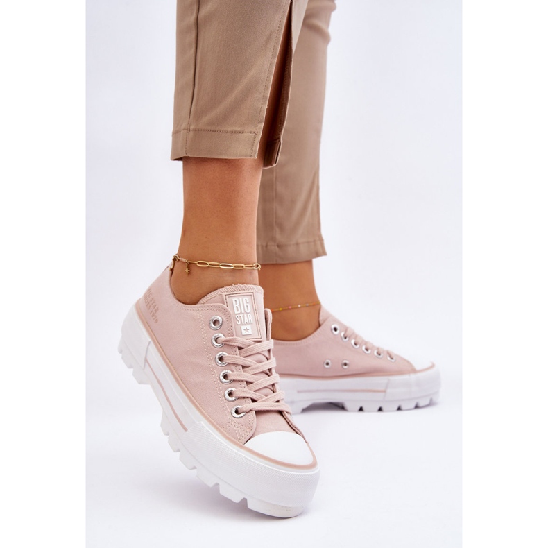Plateau-Sneaker aus Stoff Big Star LL274151 Nude rosa 2