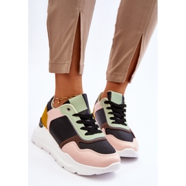 PG1 Damen-Leder-Plateau-Turnschuhe Schwarz und Grün Chaya 2