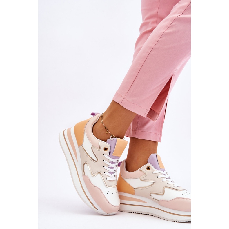 PG1 Modische Roen Sportschuhe aus weißem und beigem Leder 2