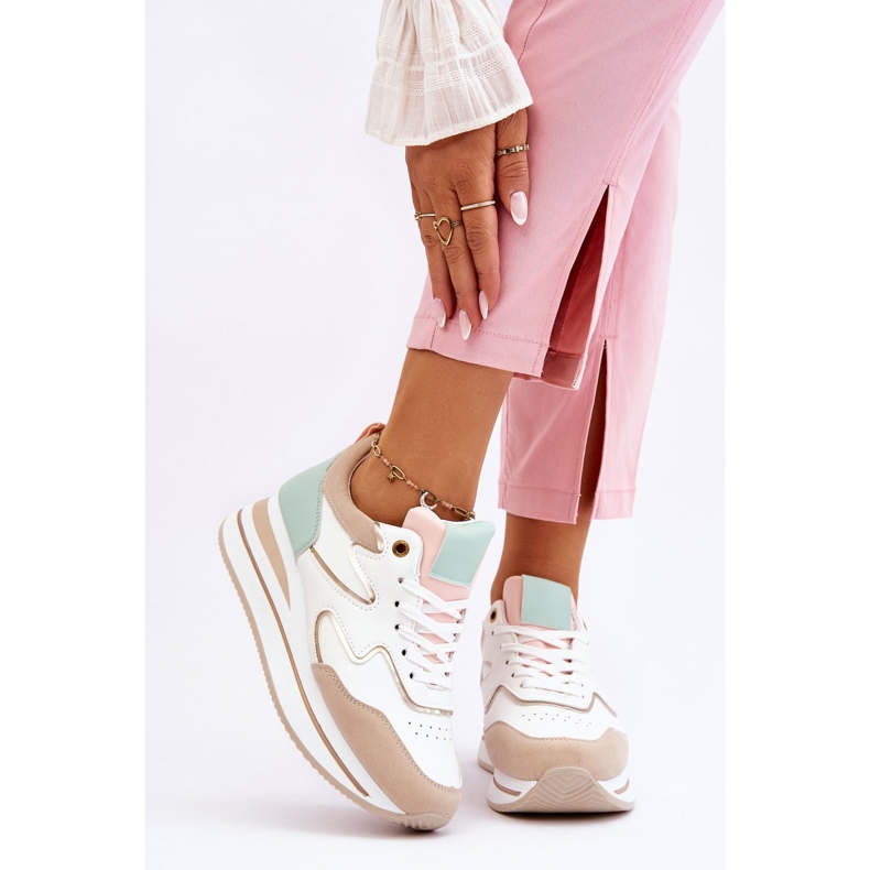 PG1 Modische Roen Sportschuhe aus weißem und beigem Leder 1