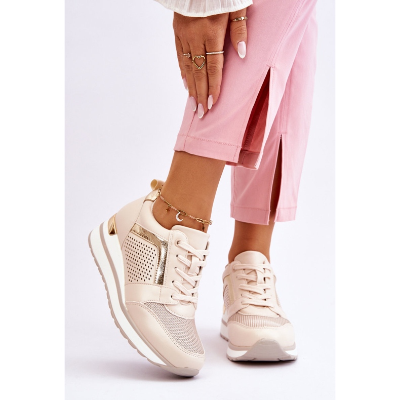 PG1 Sportschuhe aus Leder auf einem niedrigen Keil Beige Braylen 1