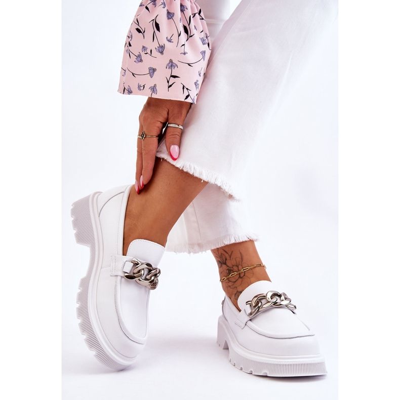 Lederhalbschuhe mit Kette GOE LL2N4038 Weiß 2