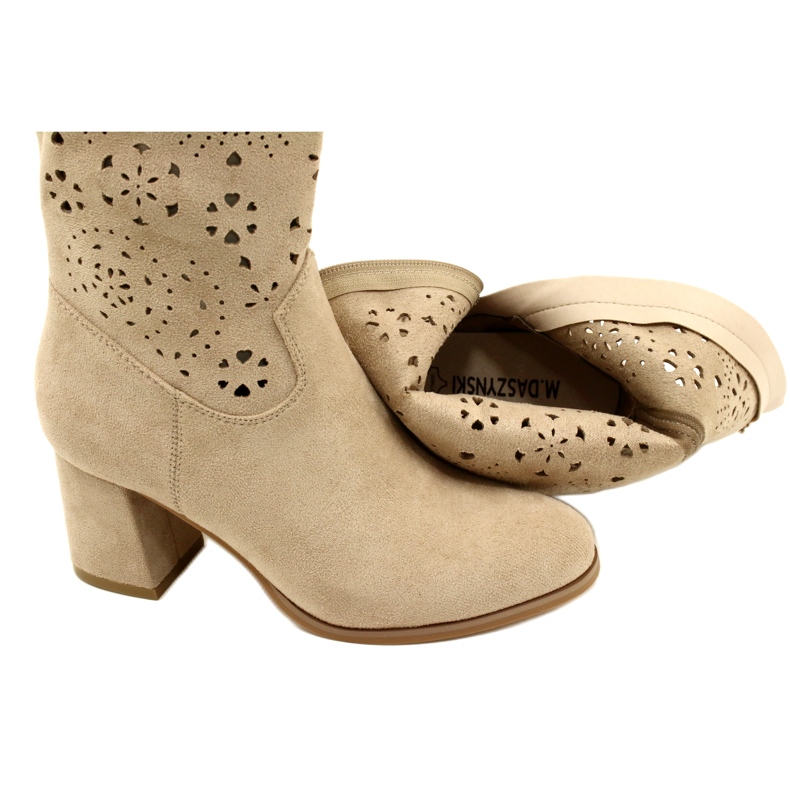 M.Daszyński Durchbrochene Damen-Stiefeletten, Wildleder, J.Beige 5