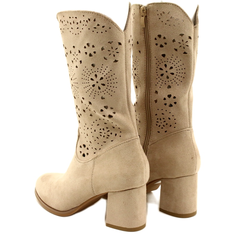 M.Daszyński Durchbrochene Damen-Stiefeletten, Wildleder, J.Beige 3