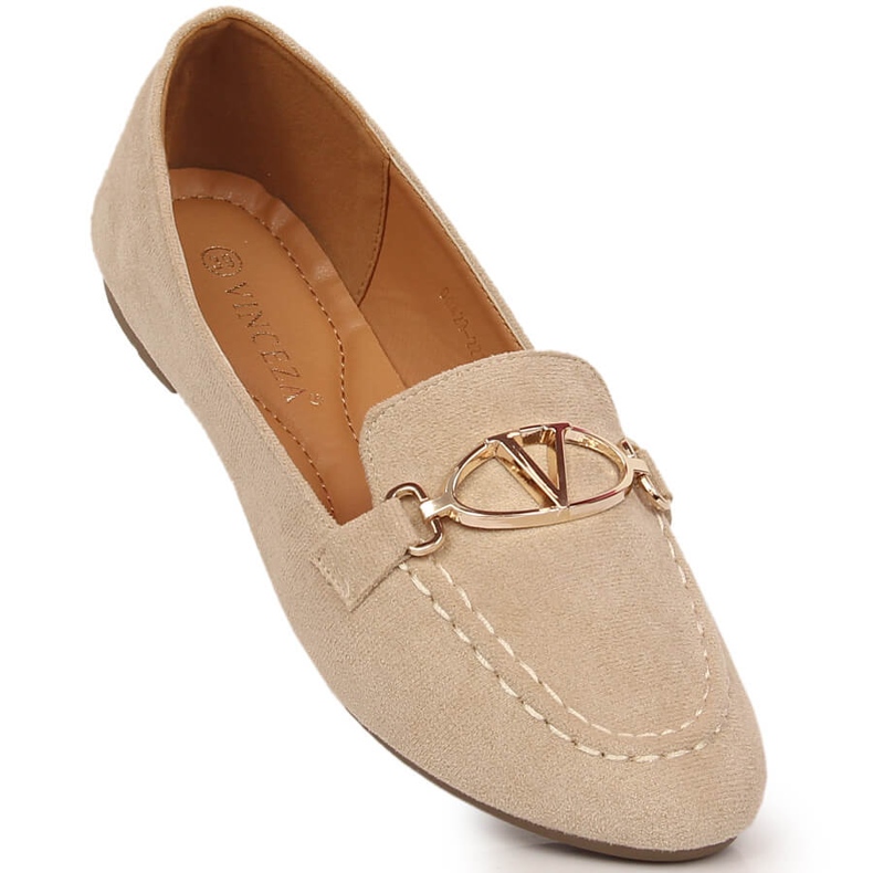 Beige Wildleder-Loafer für Damen Vinceza 2227 1