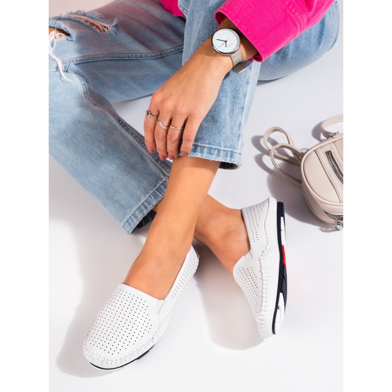 Durchbrochene Damen-Slipper zum Hineinschlüpfen Weiß Shelovet 2