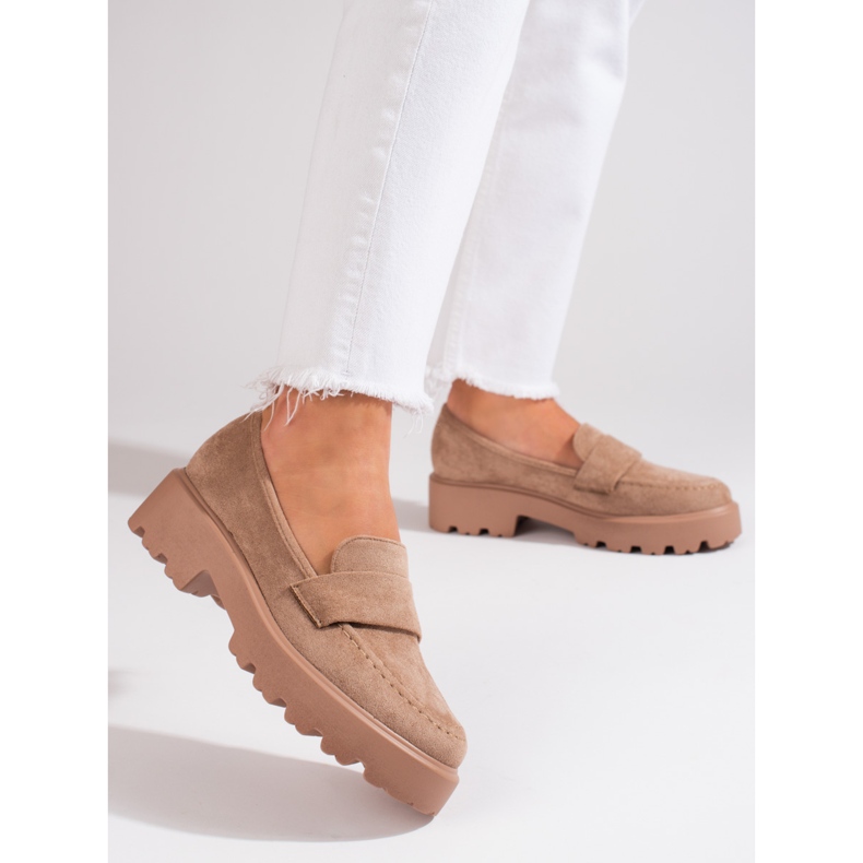 Beige Wildlederschuhe für Damen von Vinceza 1