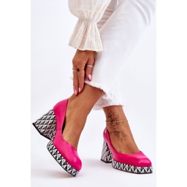 Modische Lederpumps Laura Messi 2599 Fuchsia rosa 2