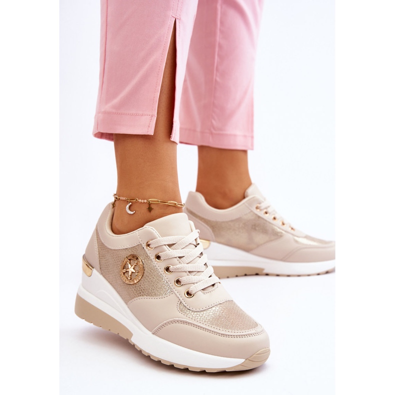 PG1 Modische Sneaker mit Keilabsatz Beige Jaliyah 2