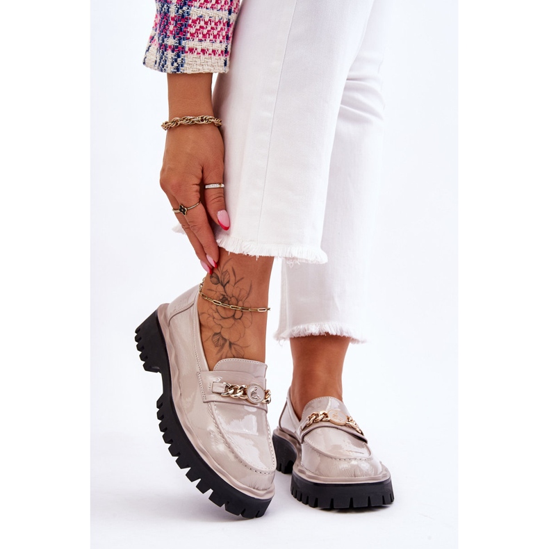 S.Barski Lackierte Plateau-Loafer Hellgrau Ronin 2