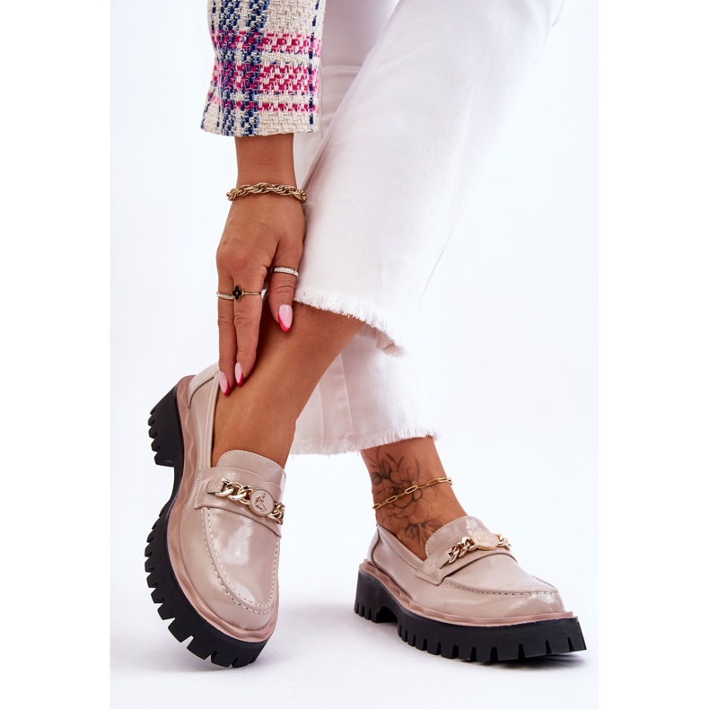 S.Barski Lackierte Plateau-Loafer Beige Ronin 2