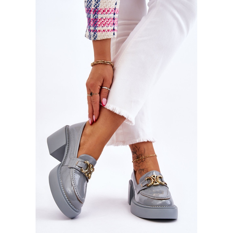 S.Barski Modische Pumps mit klobigen Absätzen Hellblau Imani 2