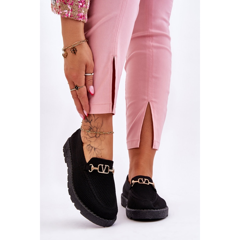 Damen-Sneaker zum Hineinschlüpfen mit Verzierungen Schwarz Alena 1