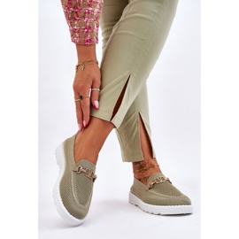 Damen-Sneaker zum Hineinschlüpfen mit Verzierung Grün Alena 1