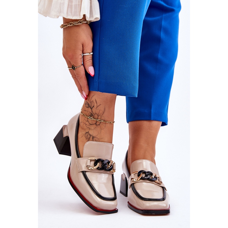 S.Barski Bequeme Pumps mit niedrigem Absatz Beige Valenti schwarz 2