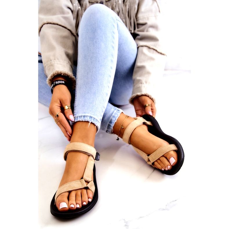 Damen-Sportsandalen aus Wildleder in Beige 4