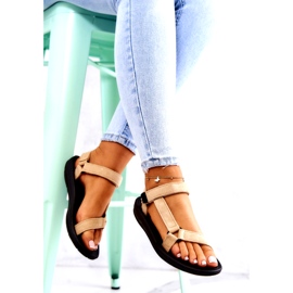 Damen-Sportsandalen aus Wildleder in Beige 5