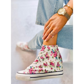 BM Paradis High-Top-Sneakers mit floralem Keilabsatz in Weiß 2