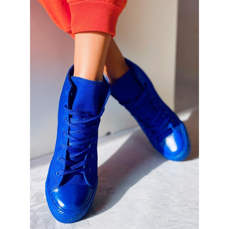 BM Parks Blaue Turnschuhe mit Keilabsatz marineblau 1