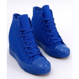BM Parks Blaue Turnschuhe mit Keilabsatz marineblau 2