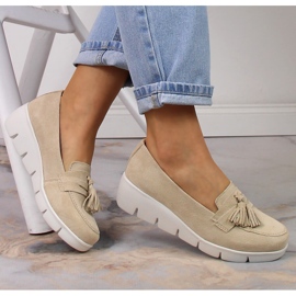 Filippo DP3162/23 Keil-Loafer aus Leder mit Quasten beige 1