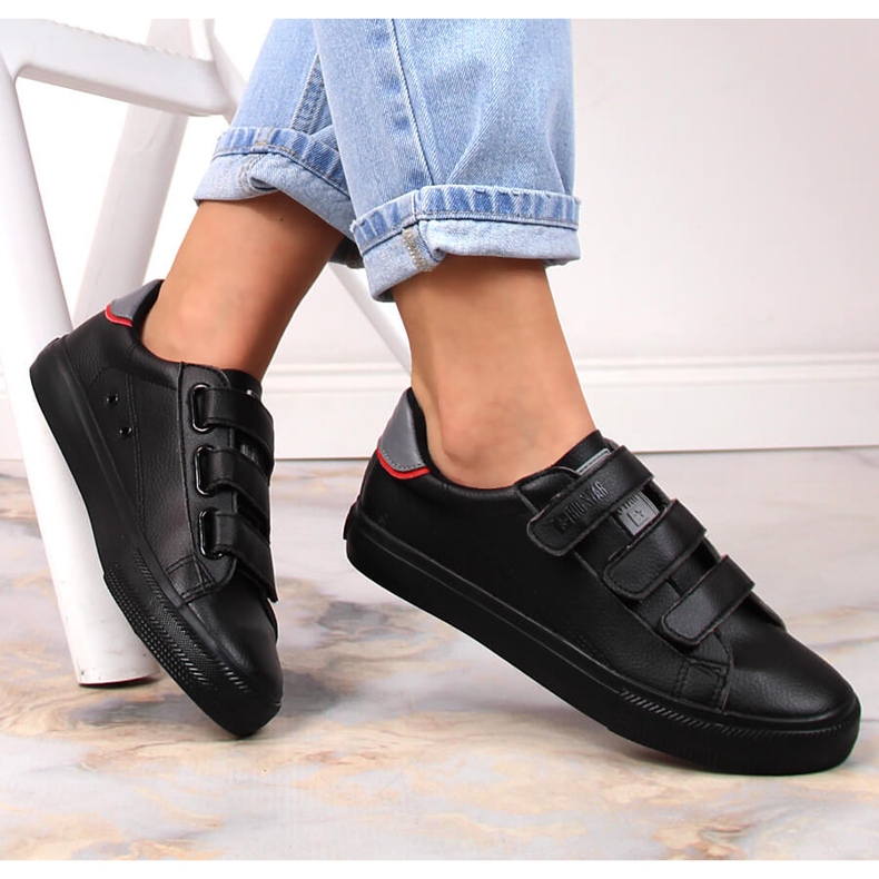 Big Star LL274A208 schwarze ökologische Ledersneaker mit Klettverschluss 1