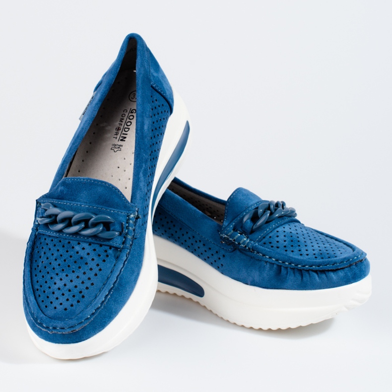 SHELOVET Blaue Shlovet-Plateau-Loafer für Damen 1