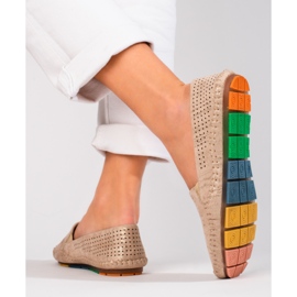 Goldfarbene durchbrochene Slip-On-Loafer für Damen von Shelovet golden 2