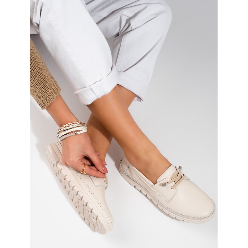 Beige Lederschuhe von Vinceza 2