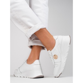 Weiße Lederturnschuhe für Damen von Vinceza 2