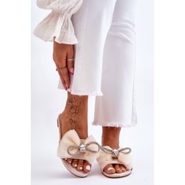 PS1 Damenhausschuhe mit Schleife und Strass Beige Jolene 1