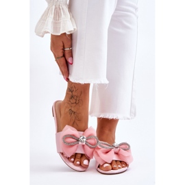 PS1 Damenhausschuhe mit Schleife und Strass Pink Jolene rosa 1