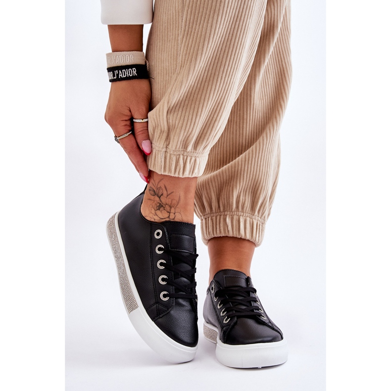 Niedrige Damen-Sneakers mit Jets Schwarz und Weiß Demira 1