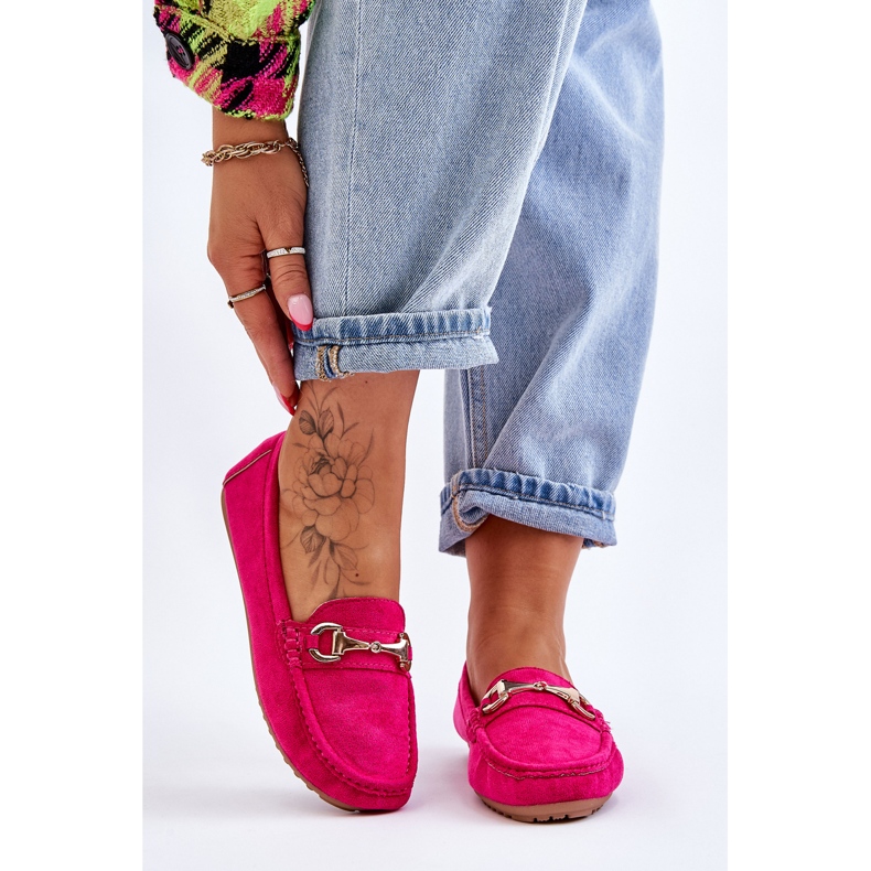 FC3 Klassische Wildleder-Loafer mit Fuchsia-Verzierung von Arla rosa 1