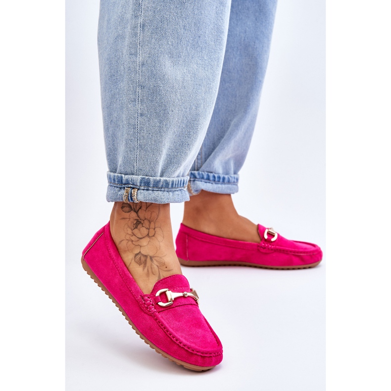 FC3 Klassische Wildleder-Loafer mit Fuchsia-Verzierung von Arla rosa 2