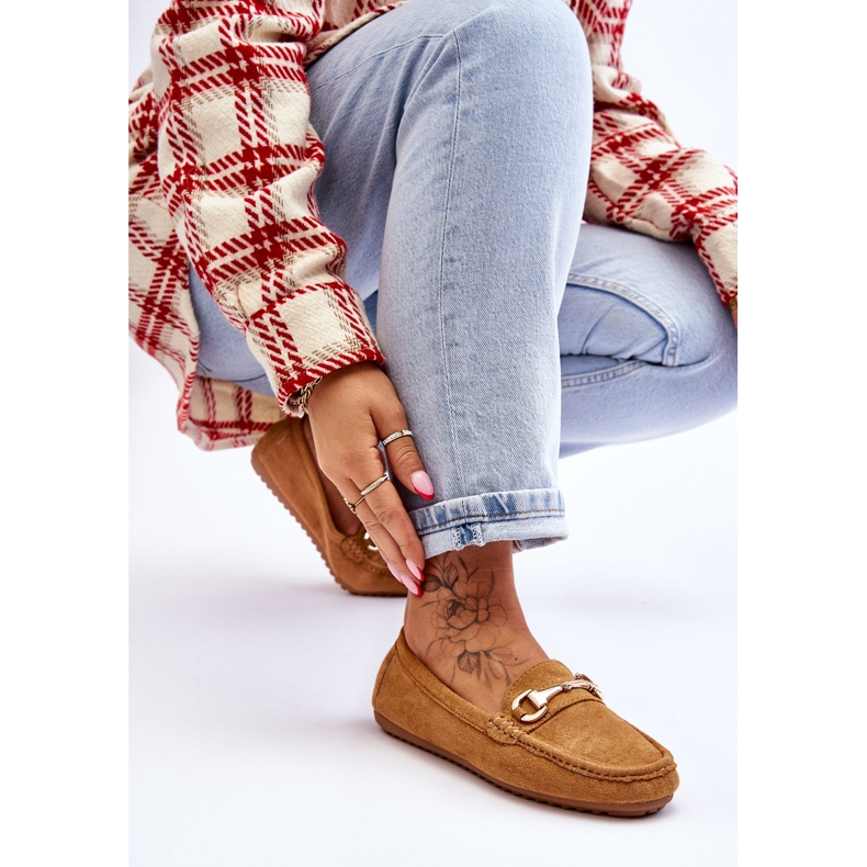 Klassische Wildleder-Loafer mit Camel-Verzierung Arla braun 2