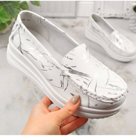 Damen-Leder-Loafer auf Plateau weiß Artiker 50C1886 1