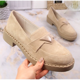 Potocki SZ12003 Wildleder-Loafer mit Absatz und Plateau beige 1