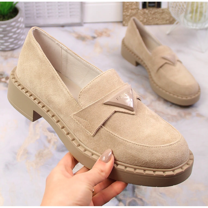 Potocki SZ12003 Wildleder-Loafer mit Absatz und Plateau beige 1