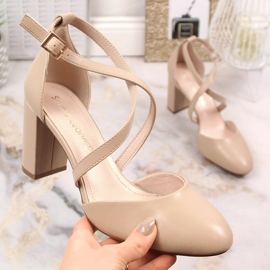 Sergio Leone SK863 Damen High Heels Kaffeesandalen beige 1